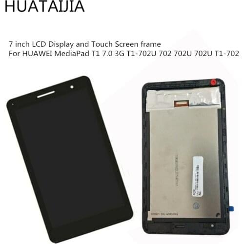 7 inch LCD Display and Touch Screen frame For HUAWEI MediaPad T1 7.0 3G T1-702U 702 702U 702U T1-702 tablet Digitizer Assembly