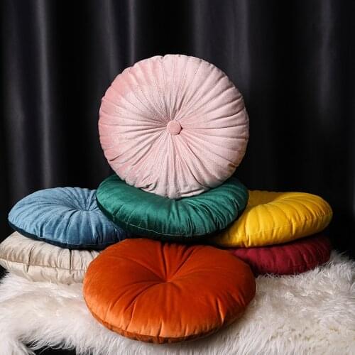 8cm Thick Small Pumpkin Round Pillow Cushion Office Seat Backrest Living Room Sofa Bay Window Cushion Pillow with Core