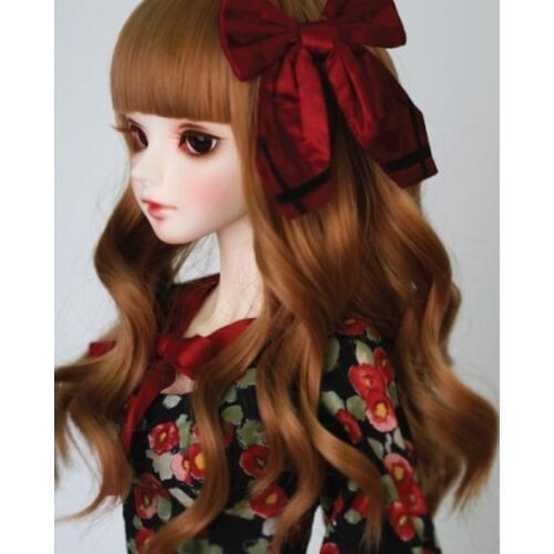 Doll accessories 1/3 1/4 bjd wig doll hair long curly wavy girl female cute fringe bangs preppy school high temperature- GA87-G