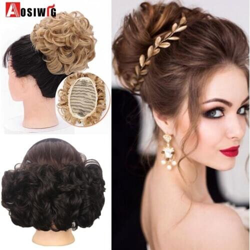 AOSIWIG Short Curly Chignons Hair Tail Synthetic Fake Hairpieces Clip In Hair Extensions Women Hairstyles