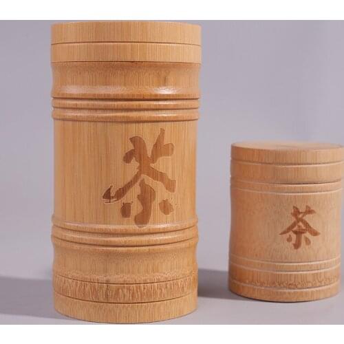 Handmade Bamboo Tea Caddy Canister Kitchen Spice Jar Sealed Cans Candy Snack Tank Food Container Storage Bottle with Cover Gift