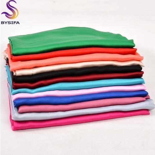 [BYSIFA] New Plain Women Long Silk Scarf Shawl 180*90cm Autumn Winter Luxury Silk Satin Scarves Ladies Muslim Head Neck Scarves