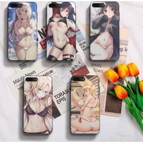 Summer Sexy Anime Girl Black Phone Case Fundas Shell Cover For Iphone 6 6s 7 8 Plus Xr X Xs 11 12 13 Mini Pro Max