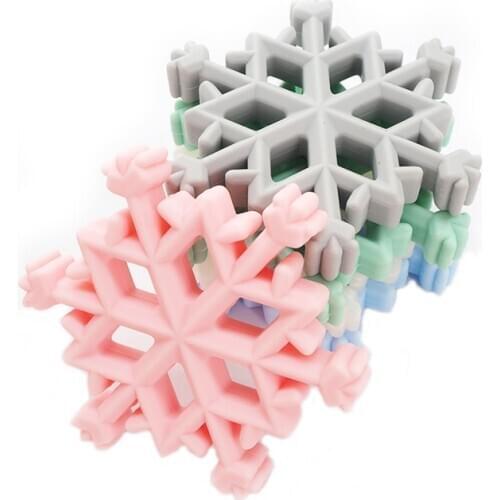 Chenkai 5PCS Snowflake Silicone Teether Baby Christmas Teether For DIY Nursing Necklace Pendant Chewable Teething Toy BPA Free