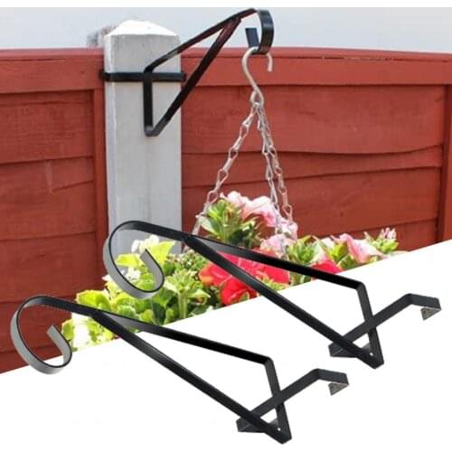 Black 2Pcs Firm High Bearing Capacity Curved Plant Pot Hook Corrosion-resistance Plant Pot Hook Innovative for Outdoor