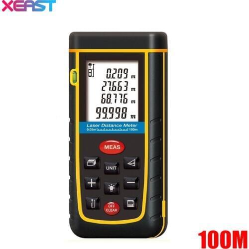 XEAST 100m 328ft Digital Laser Distance Meter Lazer Rangefinder Range Finder Tape Measurer IP54 With LCD Backlight LL52
