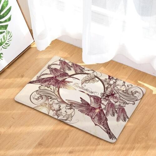 Flowers Bird Painting Printed Doormat Anti-slip Rugs Flannel Floor Mat Watermelon Door Mat Bathroom Carpet Kitchen Mat