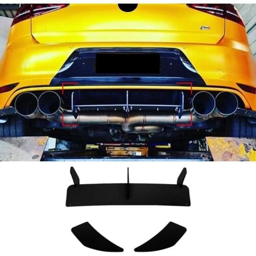 For Golf 7R Golf 7 R 2013- Glossy Black Rear Bumper Diffuser Splitter Spoiler Fins Trim