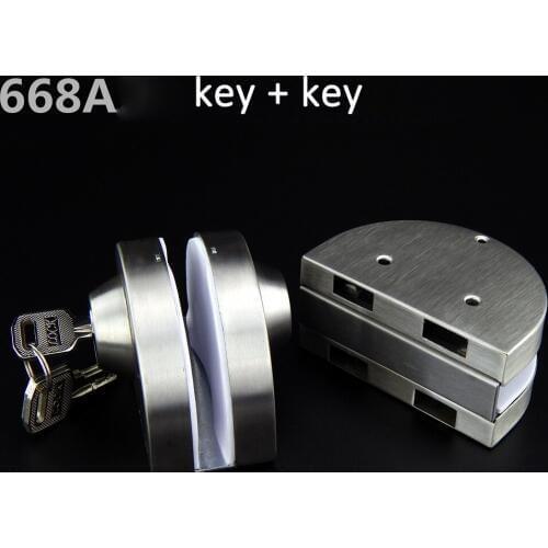 304 stainless steel Office frameless double Glass Door Lock no need punch locks for 10-12 mm Glass door with keys bolts