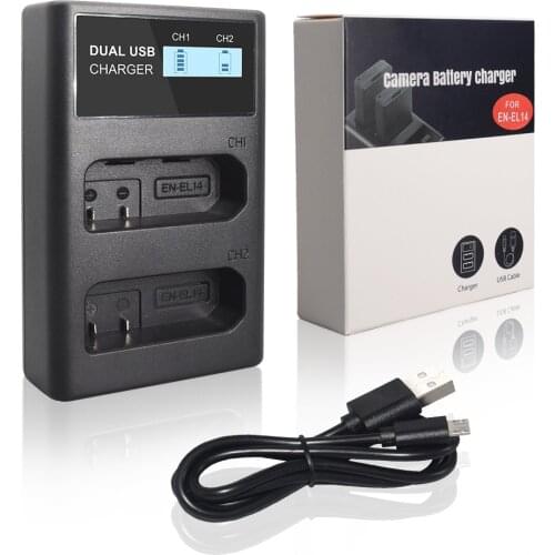EL14 ENEL 14 EN-EL14A EN-EL14 EN EL14 EL14A EL14 LCD dual charger for Nikon P7800, P7100, D3400, D5500, D5300, D5200, D3200, D33