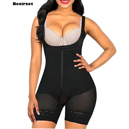 Stretchable Underbust Bodysuit Shapewear Women Body Shapers Zipper Lace Bodys Skinny Postpartum Slimming Underwear