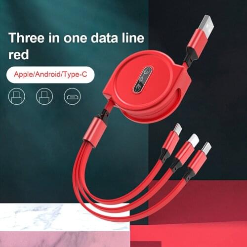 Three-in-one Phone Charging Cable For iPhone Type-C Android Macaron One-to-three 3A Fast Charging Data Cable for Huawei Xiaomi
