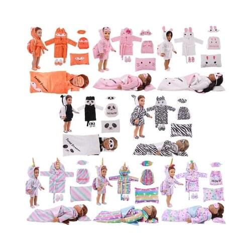Sleeping Bag Set Sleeping Bag Pajamas Pillow Eye Mask Shoes Fit 18 Inch American&43cm Baby New Born Doll Clothes Accessories