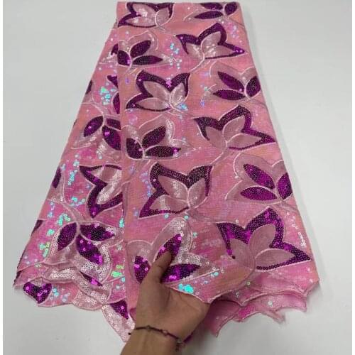 African Sequins Net Lace Fabric 2021 High Quality Lace Elegant Nigerian Wedding Lace Fabrics Sewing French Tulle Lace P1535