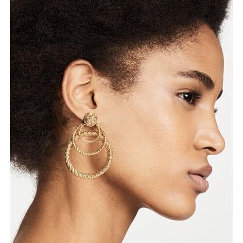 Hot-selling Jewelry Exaggerated Fashion Earrings Circle Multilayer Hollow Metal Earrings Temperament Earrings Jewelry Wholesale