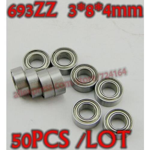 50PCS miniature ball bearing 693ZZ R830ZZ 619/3ZZ W693ZZ 693-2Z RF308 3X8X4mm for Rc model Aircraft Micromotor
