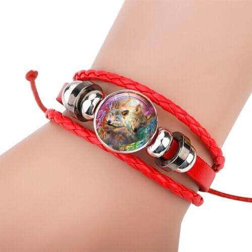 Fashion New Multi-Color Night Wolf Hand-Woven Beaded Cattle Leather Bracelet Summer Multi-Layer Punk Bracelet Bracelet