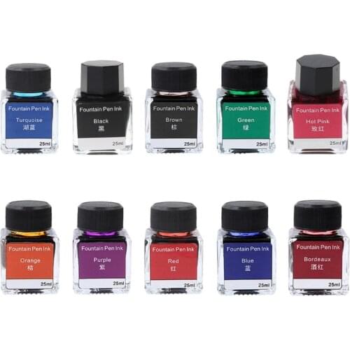 Colorful Non-carbon Ink suit for Dip Fountain Pen Calligraphy Writing Painting Graffiti School Office Stationery 10 Colors