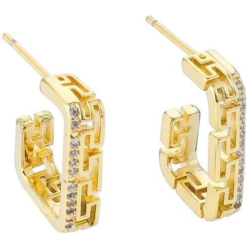 The Latest Version Of Gold Geometric Texture Earrings For Women Creative Chinese elements Earrings Girls Gift Piercing Jewelry