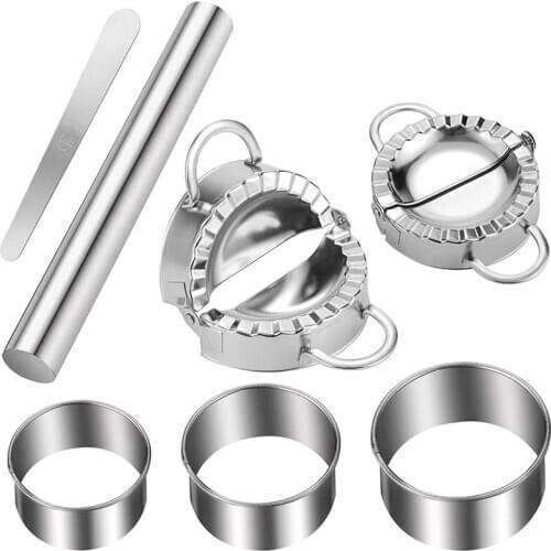 New Dumplings Maker,7 Pack Stainless Steel Easy Pie Ravioli Empanadas Press Mold,Pierogi Cutter Wrappers Pastry Making Tools