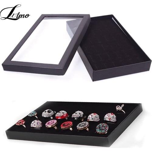 Earrings Jewelry Display Holder Organizer Practical Show Case Transparent Window PVC 36 Slots Ring Box Tray Storage Case
