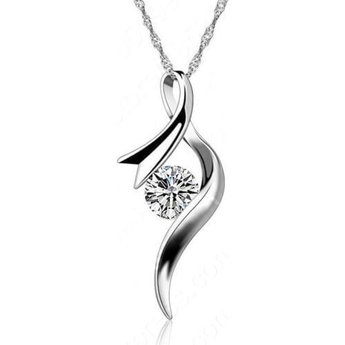 Necklace Sterling 925 Sterling Silver Jewelry Pendant Chain Collar For Women Girl Wife Simple Casual Accessories