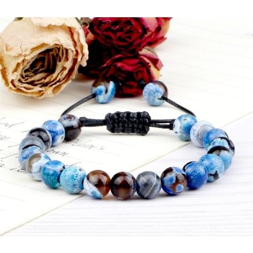Lava Beaded Braided Bracelet 8mm Natural Stone Agates Jewlry Multiple Colour Onyx For Man /Woman Adjustable Bracelets&Bangles