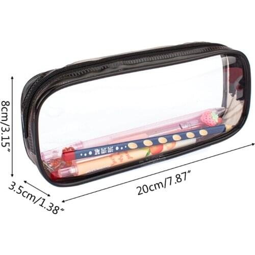 C90C Transparent Zippred Cosmetics Bag Large Wateproof Pencil Case Portable Makeups Organizer Bag Clear Stationery Bag