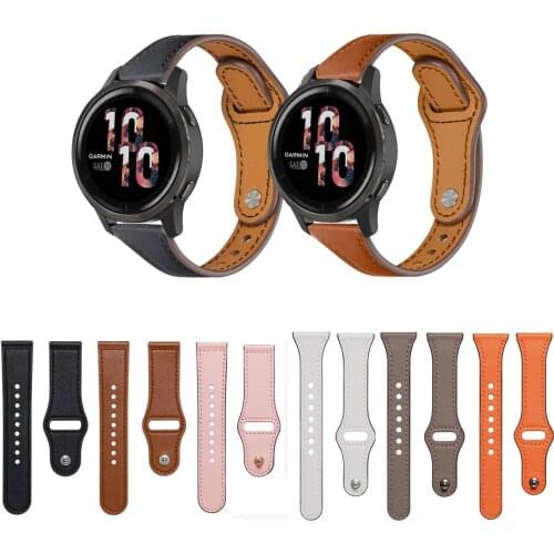 20mm 22mm Genuine Leather Band Strap For Garmin vivoactive 4 / venu2 45mm