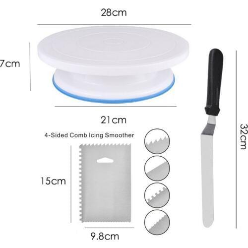 Manual Rotating Cake Decorating Turntable Set Round Non-slip Cake Turntable Flower Table Baking Tools