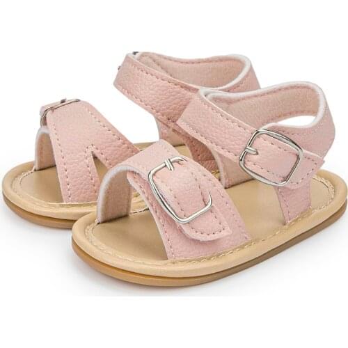 KIDSUN 2021 Newborn Baby Sandals Shoes Infant Girl Boy Summer Outdoor Rubber Learther Anti-slip Flat Soft Toddler First Walkers