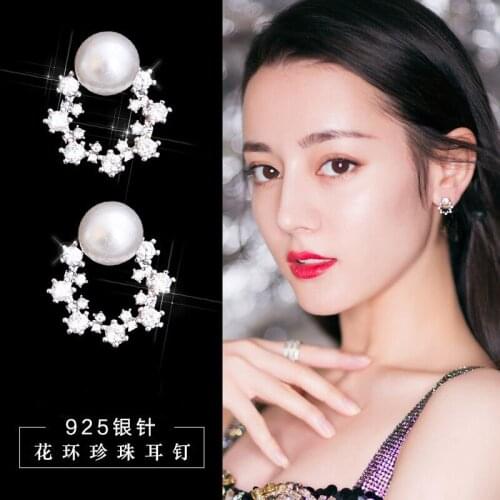 New Design Wedding Jewelry Luxury Clear Zircon Earrings Elegant 925 Sterling Silver circle Stud Earrings For Women