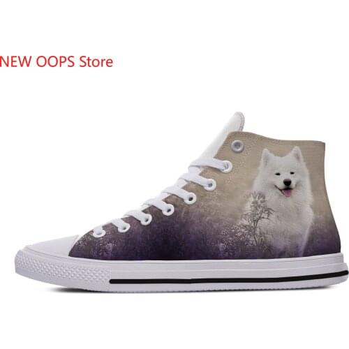 American Eskimo Dog Cut kawaii Lightweight High Top Canvas Shoes Men Women Casual Breathable Sneakers