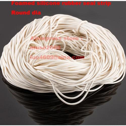 Foamed silicone rubber seal strip Round dia1 1.5 2 3 4 5 6 7 8 9 10 mm Oring line cord Foaming rubber molding damper waterproof
