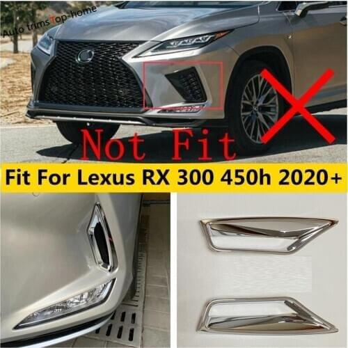 Yimaautotrims Chrome Front Fog Lights Lamp Frame Cover Trim Fit For Lexus RX 300 450h 2020 Exterior Refit Kit