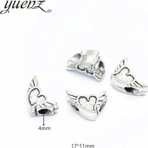 YuenZ 6pcs DIY Heart-shaped wing Charms For Jewelry Making Antique Silver color Big Hole Spacers Beads Charm Spacers Beads R45