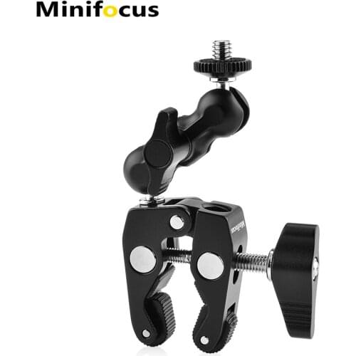 Camera Clamp Mount Dual Ball Head Super Clamp Double Mini BallHead Arm for DSLR LCD DV Monitor Video LED Light Microphone Action