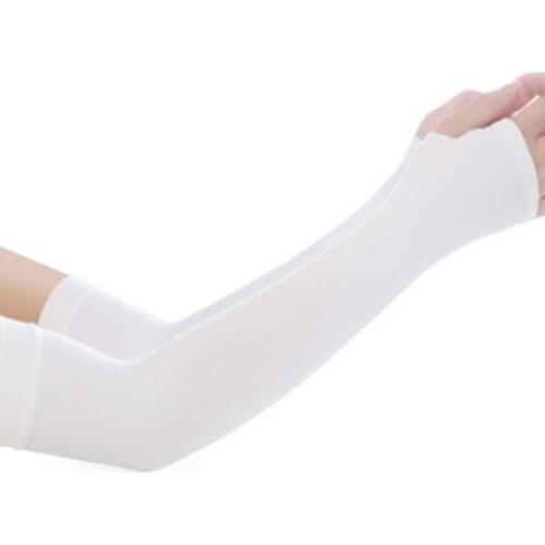 Ice Silk Sleeves UV Protection Women Anti-Slip Sunscreen Arm Gloves with Hand Cover Cool Sleeve for Golf Tennis Fishing