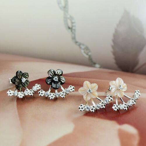 2 Color Hot Sale Flower Earring For Girl 10mm Shell Flower with Crystal Earrings Geometric Rhinestone Minimalist Women Jewelry