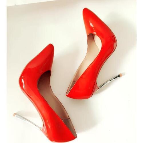 Hot Selling Red Patent Leather Blade Heel Pumps Pointed Toe Women Party Dress shoes woman