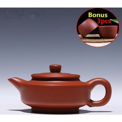 Hot Sale 150ml Kung Fu Teapot Set Chinese Clay Tea Pot Yixing Teapots Ceramic Handmade Zisha Sets Porcelain Kettle Bonus 3 Cups