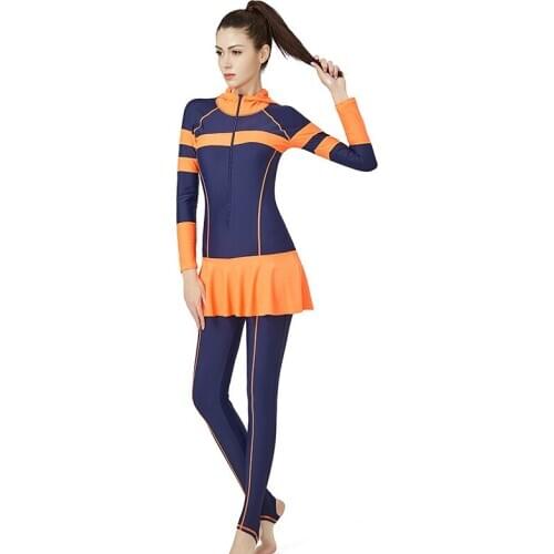 Women Two Piece Push Up Rash Guard Beach SwimWear With Cap Full Body Water Sport Bathing Surfing SwimSuit Paded Bathing JumpSuit