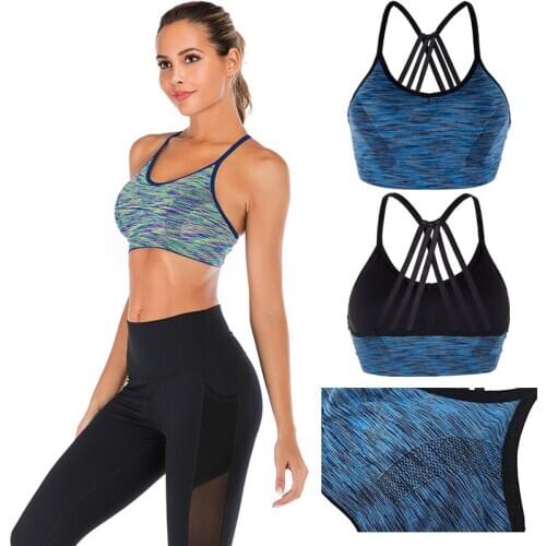 LELINTA Womens Thin Sports Bra Shoulder Strap Adjustable Padded Top Suitable for Fitness Running Gym Seamless Sports Bra