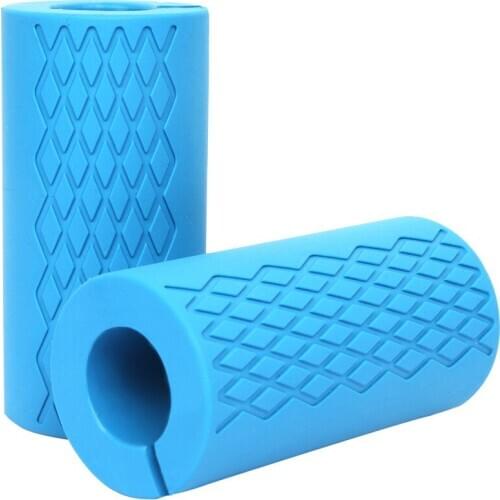 1 Pair Dumbbell Grips Barbell Thick Bar Handles Kettlebell Fat Grip Weightlifting Support Silicone Anti-slip Pad Free shipping