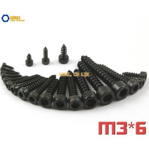 100 Pieces M3 x 6mm 8.8 Grade Alloy Steel Hexagon Socket Cap Head Self Tapping Screw Model Screw