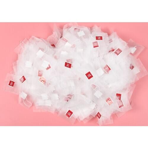 1000Pcs5.5 X 7Cm Pyramid Tea Bag Filter Nylon Tea Bag Single String Label Transparent Empty Tea Bag