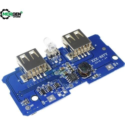 18650 Dual Micro USB 3.7V to 5V 2A Boost Mobile Power Bank DIY 18650 Lithium Battery Charger PCB Board Step Up Module With Led
