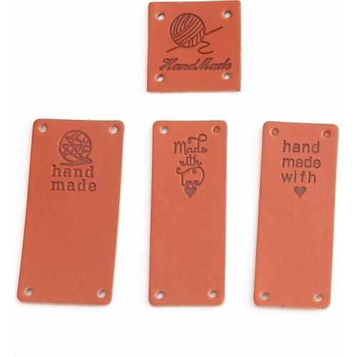 25PCS/Lot Handmade Letter Leather Labels For Clothing Decoration DIY Crafts Sewing Jeans Bags Hats Fabric Supplies Accessories