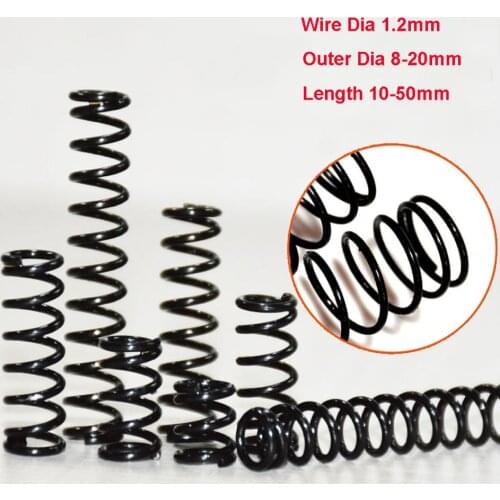 5PCS High Elastic Blackening Spring Manganese Steel Pressure Spring Wire Dia 1.2mm Outer Dia 19mm Length 10-50mm