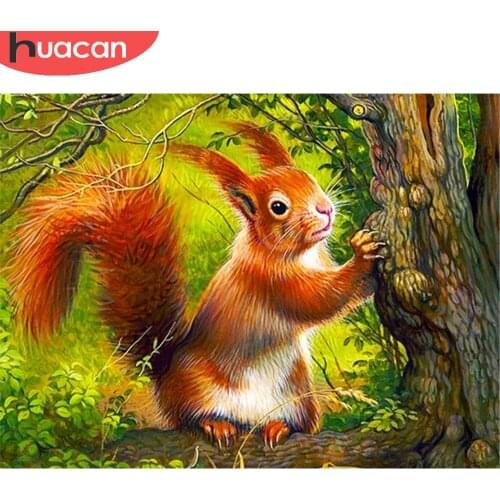 HUACAN diamond painting embroidery Squirrel full square/round diamond mosaic animal tree home decor